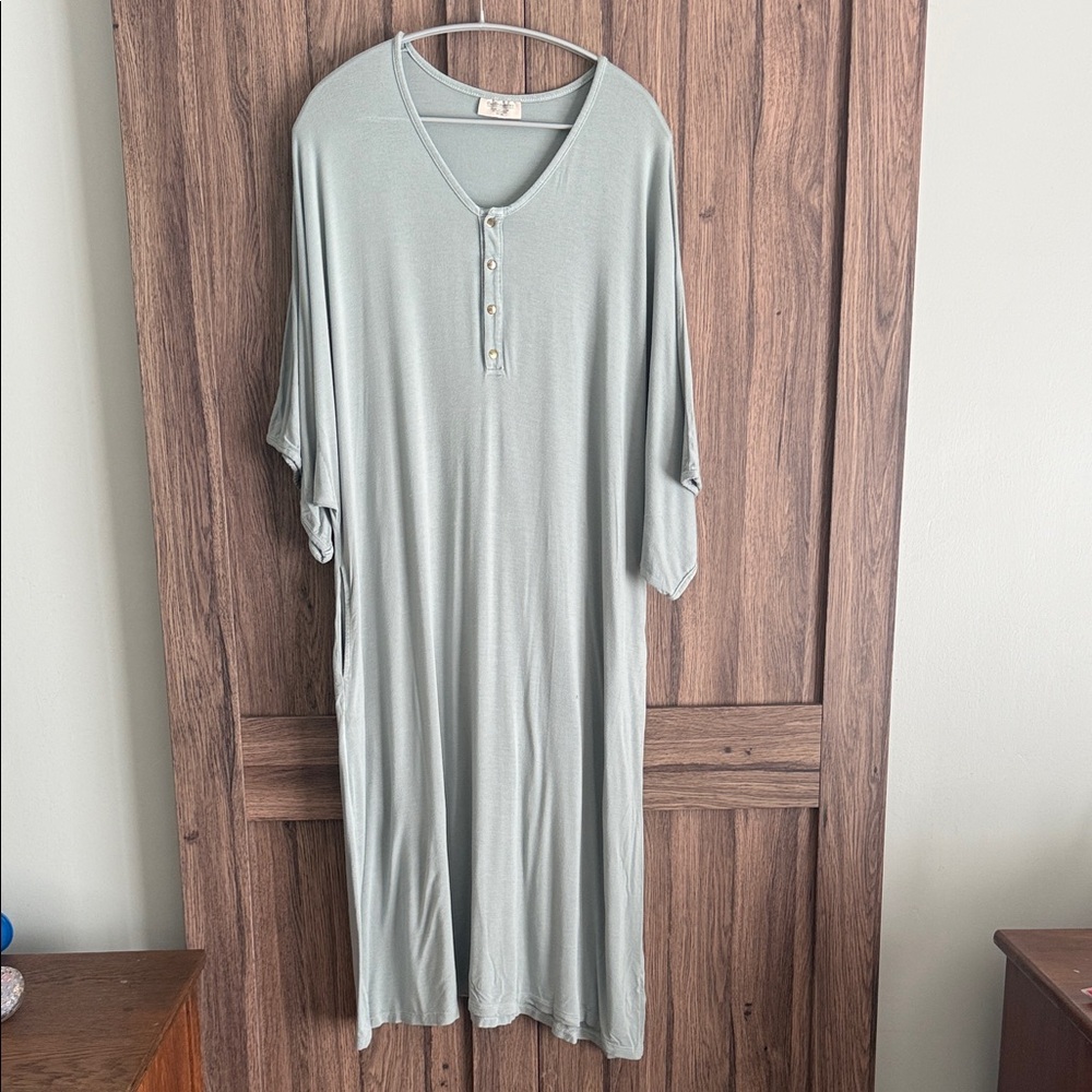 Dwell + Slumber Agave (light greenish blue) maternity caftan